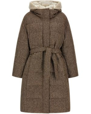 Brunello Cucinelli 'Shiny Zipper Pull' Down Jacket - Brown