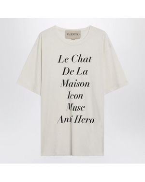 Valentino Ivory Le Chat De La Maison Icon Muse Anti Hero Tshirt - White