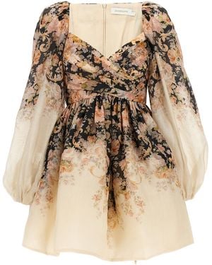 Zimmermann 'Illustration Draped Mini' Dress - Natural