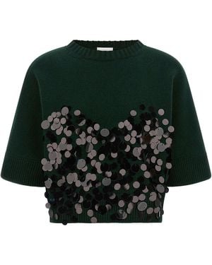 Nude Sequin Cropped Jumper - Black