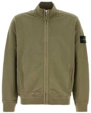 Stone Island Zip Up Cardigan - Green