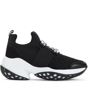 Roger Vivier Viv' Run Fabric Crystal Buckle Trainers - Black