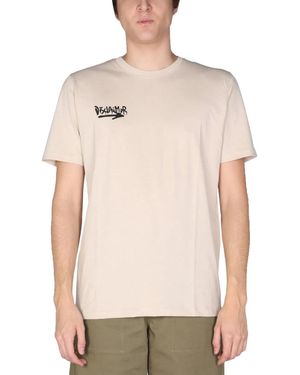 DISCLAIMER T-Shirt With Logo Print - Natural