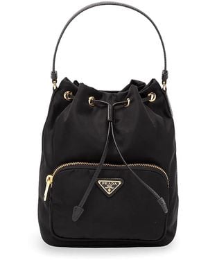 Prada Duet Re-Nylon Bucket Bag - Black
