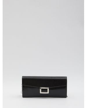 Roger Vivier Leather Wallet With Buckle Fastening - Black