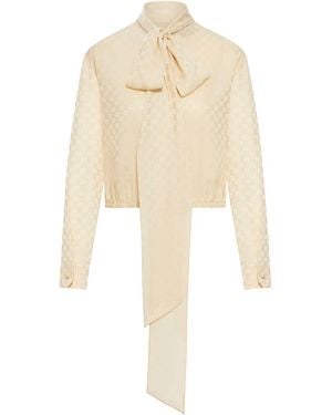 Gucci Jacquard Silk Top - Natural