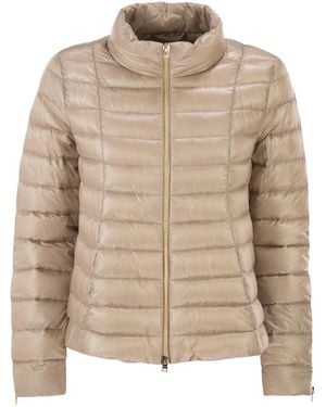 Herno Ultra-Light Satin Down Jacket With Flared Back - Natural
