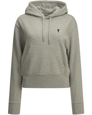 Ami Paris "Ami De Coeur" Hooded Sweatshirt - Grey