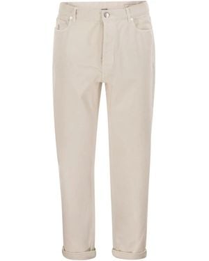 Brunello Cucinelli Five-Pocket Cotton Jeans With A Contemporary Silhouette - Natural