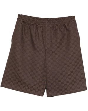 Gucci Gg Linen Blend Shorts - Brown