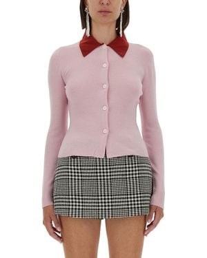 Self-Portrait Merino Wool Cardigan - Red