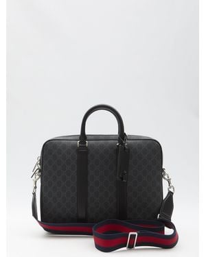 Gucci Gg Briefcase With Shoulder Strap - Black