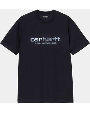 Carhartt Ss Solar Chrome Script Tshirt - Blue