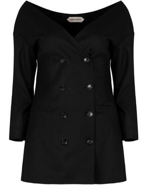 Alberta Ferretti Double-Breasted Virgin Wool Jacket - Black
