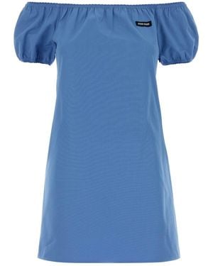 Miu Miu Cerulean Poplin Mini Dress - Blue