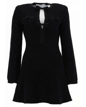 Self-Portrait Cotton Wool Dress - Black
