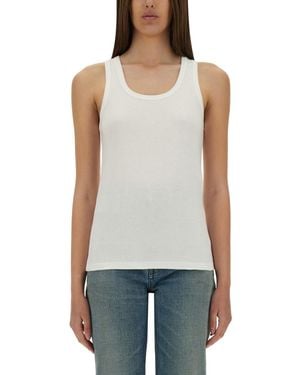 Saint Laurent Tank Top "Cassandras" - White