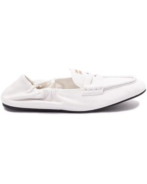 Miu Miu Ruches Nappa Leather Loafers - White