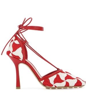 Bottega Veneta Two-Tone Stretch Crochet Sandals - Red