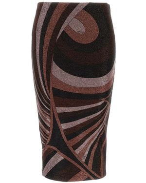 PUCCI Printed Midi Skirt - Brown