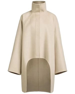Alaïa Alaia High-Low Hem High-Neck Coat - Natural