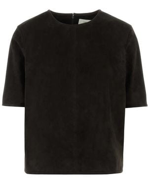 Loulou de Saison Zaida Suede Boxy T-Shirt - Black