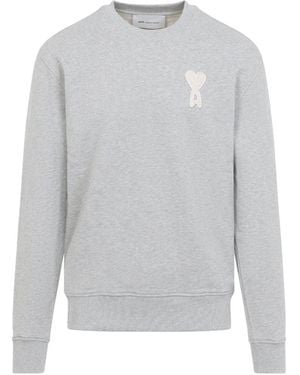 Ami Paris Classic Fit Crewneck Sweater For - Gray