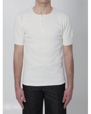 Lemaire Ribbed Henley Top - White