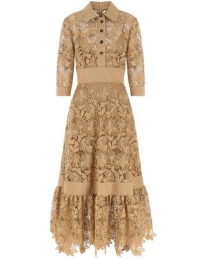 Elie Saab Floral Macramé Dress - Natural
