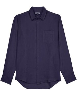 Vilebrequin Long-Sleeved Linen Shirt With A Pocket - Blue