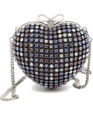 Self-Portrait Crystal Embellished Clutch - Grey