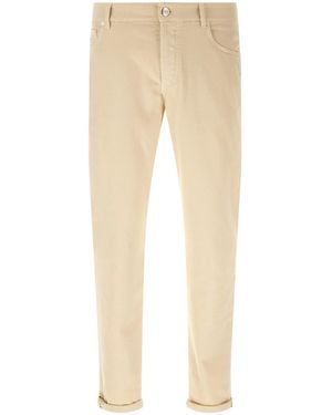 Brunello Cucinelli Logo Embroidery Jeans - Natural