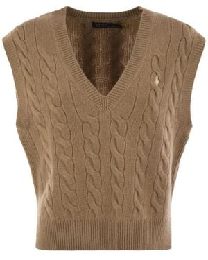 Polo Ralph Lauren Wool And Cashmere Cable-Knit Vest - Brown