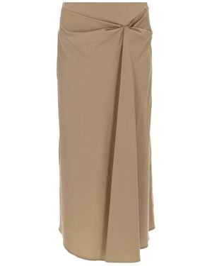 Max Mara Gonna Midi Drappeggiata - Natural