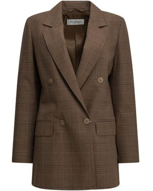 Max Mara Double-Breasted Wool Blazer - Brown