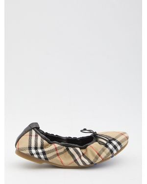 Burberry Fawn Check Ballet Flats - White