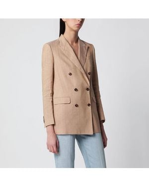 Tagliatore Doublebreasted Pinstripe Linenblend Jacket - Natural