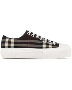 Burberry Embroidered Cavas Sneakers - White