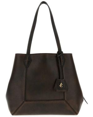 Jimmy Choo Dark Leather Diamond Shopping Bag - Black