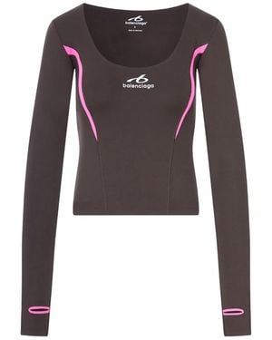 Balenciaga Techwear Fitted Long-Sleeve Top - Brown
