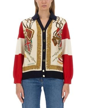 Gucci Extra Fine Wool Cardigan With Print - Red