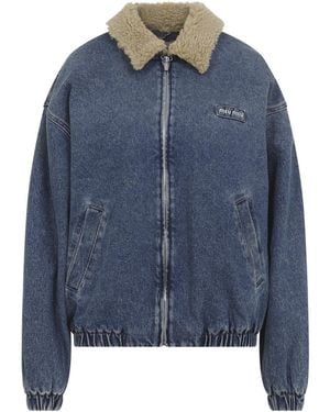 Miu Miu Denim Bomber Jacket - Blue