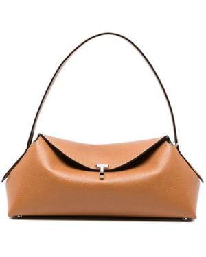 TOTEME "T-Lock" Grained Leather Shoulder Bag - Metallic