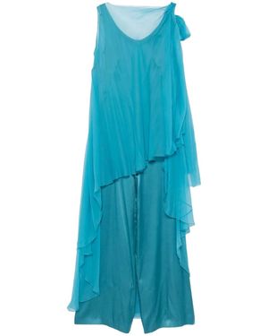 Alberta Ferretti Solid Scoop Neck Jumpsuit - Blue