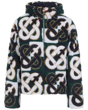 CASABLANCA Monogram-Pattern Fleece Jacket - White