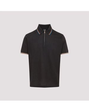 Paul Smith Mud Cotton Str Detail Polo Shirt - Black