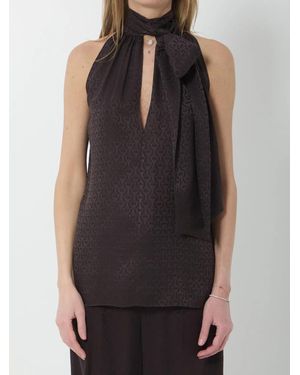 Gucci Silk Jacquard Top With Horsebit - Black