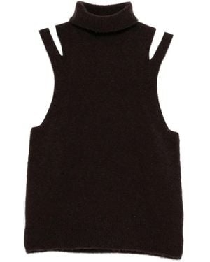 Roberto Collina Cashmere And Silk Turtleneck Sleeveless Top - Blue