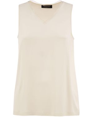Fabiana Filippi Silk-Blend Sleeveless V-Neck Top - Natural