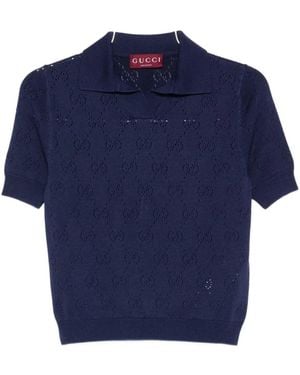 Gucci Cotton Polo Monogram - Blue